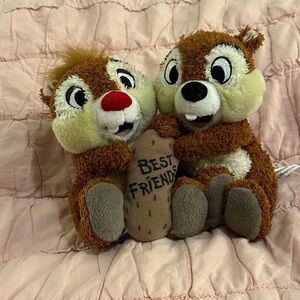 set of Disneyland Chip and Dale "Best Friends" plush chipmunks